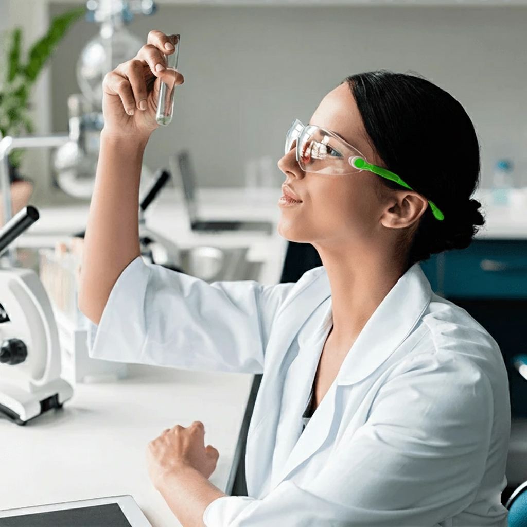 Scientist inspecting a laboratory sample for Provitura quality testing