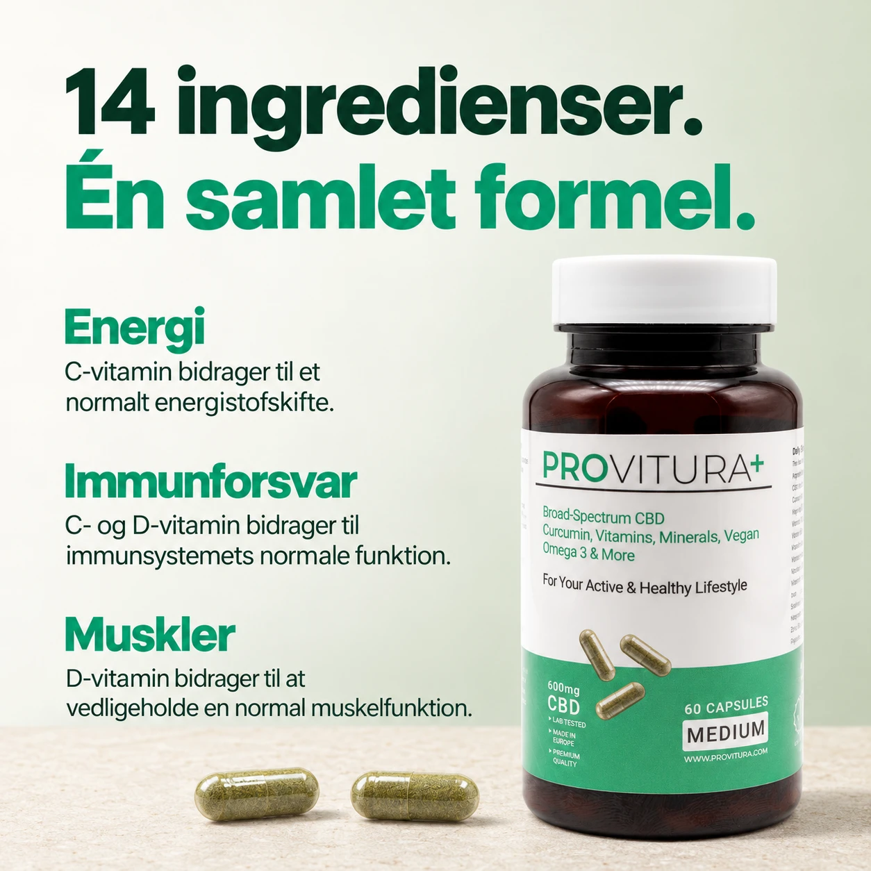 14 ingredienser. Én samlet formel. — Medium